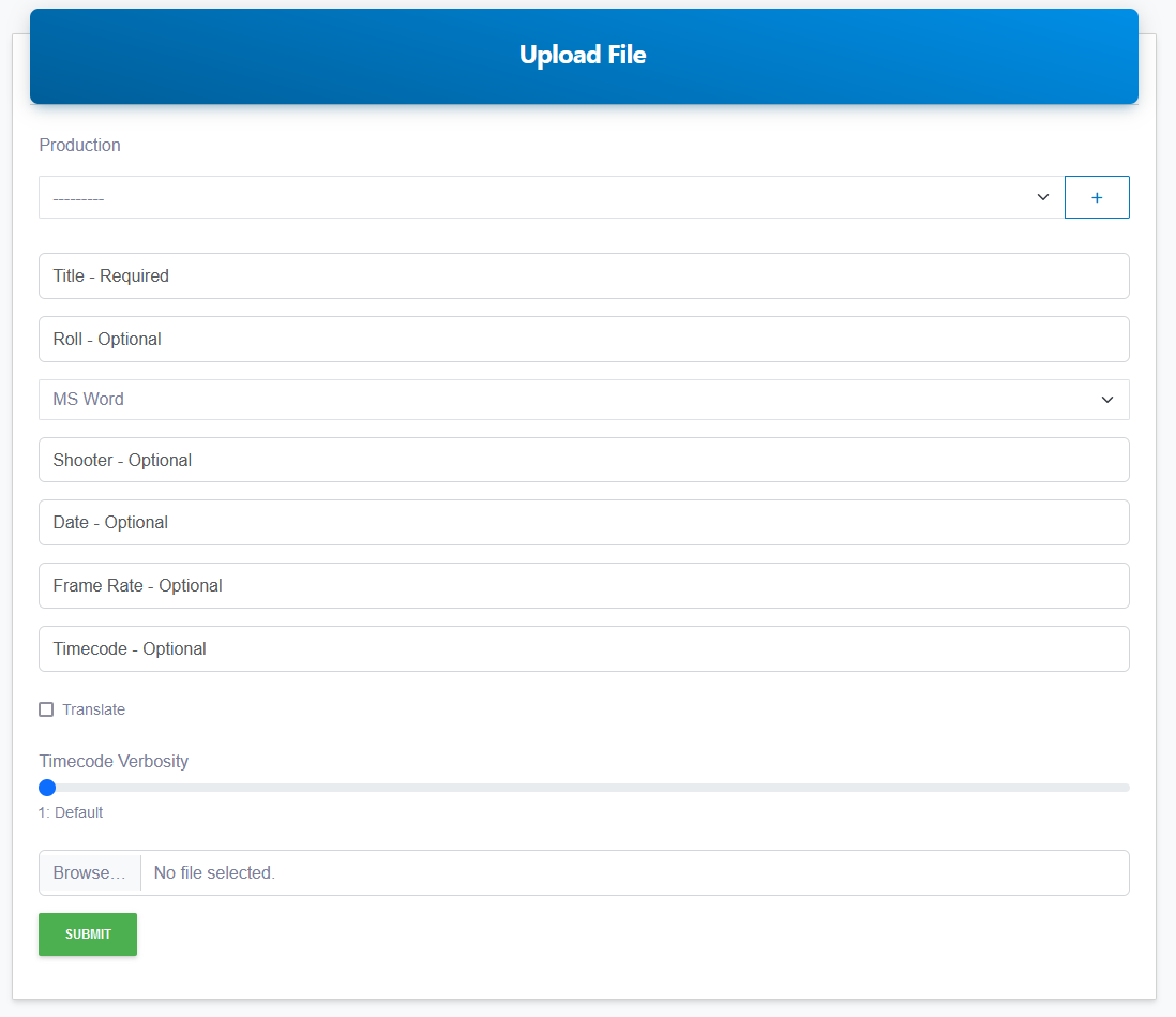 Upload Transcript Options
